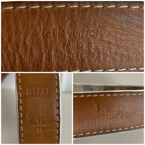 Authentic Louis Vuitton Damier Azur Leather Slim Gold Butterfly Buckle Belt 34 main image 8